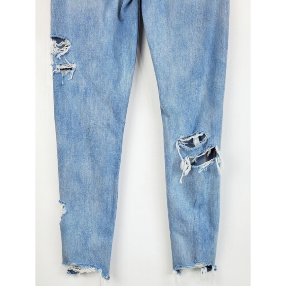 American eagle outfitters size 00 distressed high rise mom jeans light blue - Picture 10 of 12